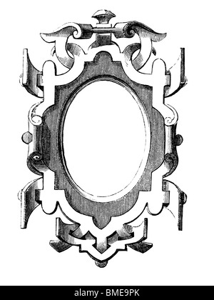 Schwarz / weiß-Gravur schneiden Sie isoliert auf weiss. Abbildung eines Kunst-Elements auf der großen Londoner Ausstellung 1851 ausgestellt. Stockfoto