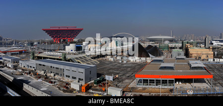 Baustelle des Pavillons in Zone A, 2010 Shanghai World Expo Park, Pudong, Shanghai, China Stockfoto