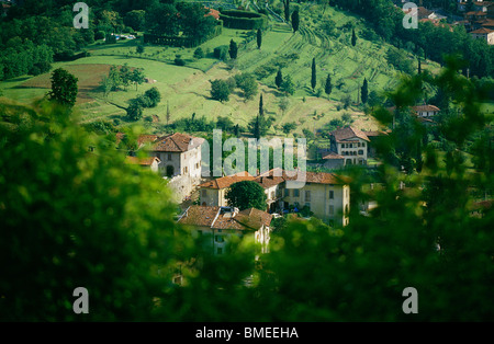 Landschaft mit Häusern Stockfoto