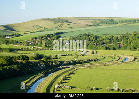 Die Aussicht auf die Landschaft rund um Touristenort, East Sussex. Dies ist Teil des South Downs National Park Stockfoto