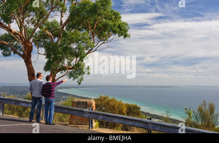 Blick auf der Mornington Peninsula von Chapmans Punkt bei Arthurs Seat Stockfoto