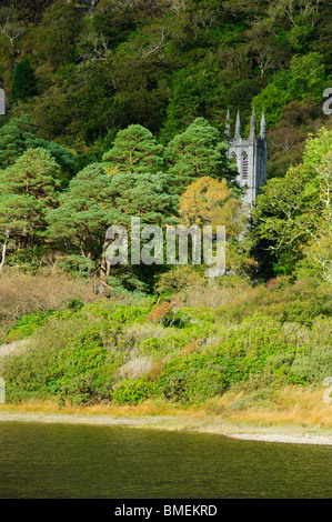 Gotische Kirche, Kylemore Abbey, County Galway, Provinz Connacht, Irland Stockfoto