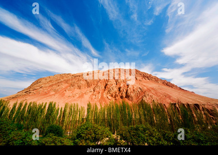 Blick auf flammende Berge, Turpan City, Turpan Präfektur Xinjiang Uyghur autonome Region, China Stockfoto