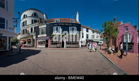 Panoramablick über Brighton: The Lanes. Stockfoto