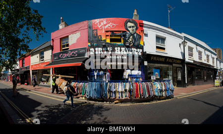 Panoramablick auf Sydney Street, North Laine, Brighton Stockfoto