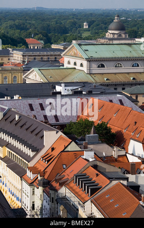 Blick auf die Stadt München von 92 Metern 301 Alter Peter Turm (Alter Peter Turm) München, Deutschland Stockfoto