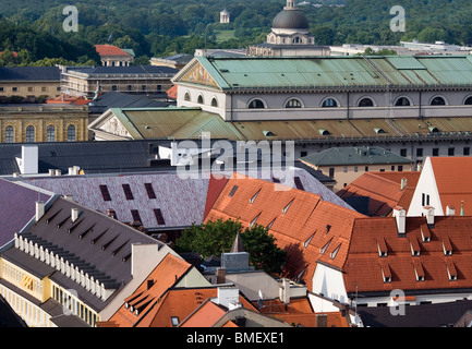 Blick auf die Stadt München von 92 Metern 301 Alter Peter Turm (Alter Peter Turm) München, Deutschland Stockfoto