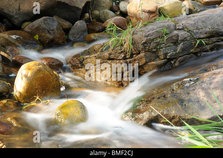 Kleiner Wasserfall an einem kleinen Bach Stockfoto