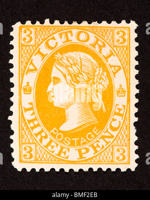 Briefmarke von Victoria, die Darstellung der Königin Victoria von Großbritannien Stockfoto