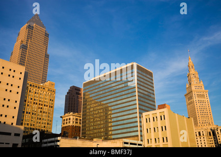 Am späten Nachmittag in der Innenstadt von Cleveland Stockfoto