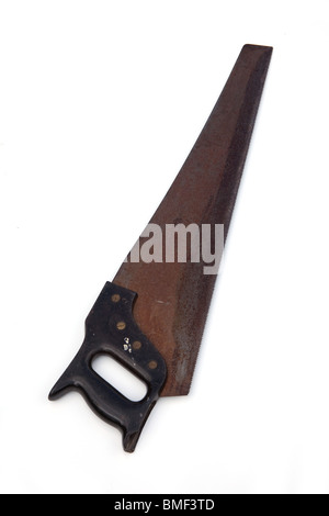 Panel-Handsäge isoliert auf einem weißen Studio-Hintergrund. Stockfoto