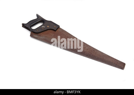 Panel-Handsäge isoliert auf einem weißen Studio-Hintergrund. Stockfoto