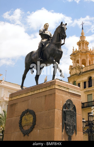 Plaza de Las Tendillas Cordoba Andalusien Spanien. Statue Gonzalo Fernández de Córdoba y Aguilar El Gran Capitan Stockfoto