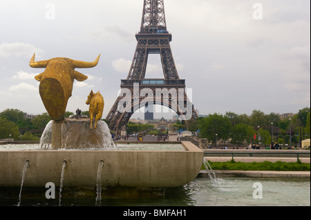 Eiffelturm gesehen von den Palais de Chaillot, Paris, Frankreich Stockfoto
