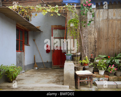 Typische Hutong Haus Hof in Peking, China Stockfoto