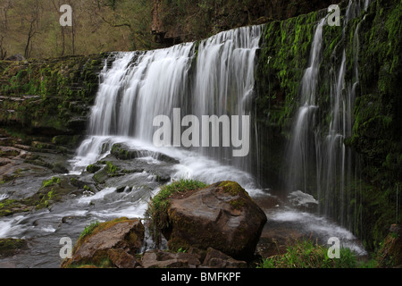 Sgwd Clun-Gwyn Isaf, Ystradfellte, Brecon Beacons, Wales, UK Stockfoto