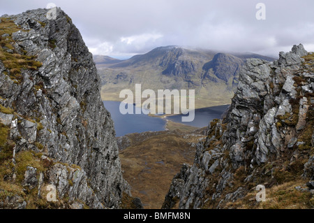 Carnmore und Fionn Loch von Beinn Lair, Fisherfield Wald, Schottland Stockfoto