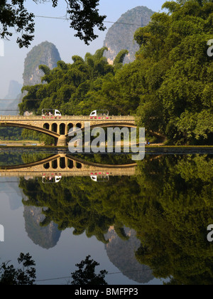 Ländliche Landschaft Yangshuo Stadt Stadtrand, Provinz Guangxi, Guilin, China Stockfoto