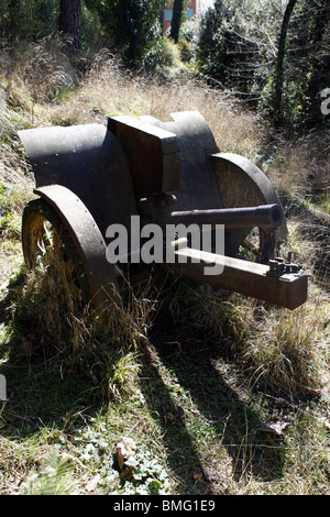 alte militärische Kanone verlassen im Feld Stockfoto