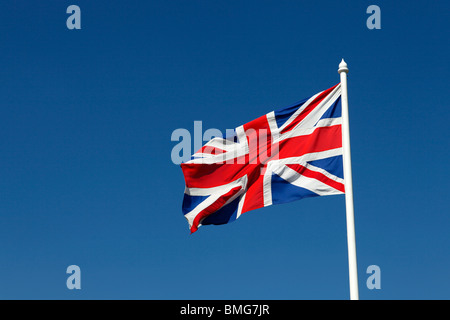 Die Anschluß-Markierungsfahne, häufig genannt den Union Jack, der das Vereinigte Königreich Großbritannien und Nordirland. Stockfoto