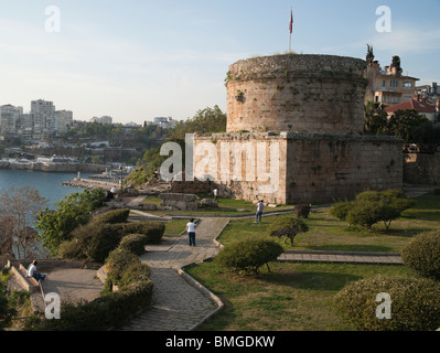 Türkei Antalya - Hıdırlık Turm sehr frühen klassischen Periode Teil der Verteidigung der alten Stadt Stockfoto