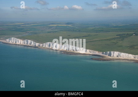 Luftbild der sieben Schwestern Klippen in der Nähe von Eastbourne Stockfoto