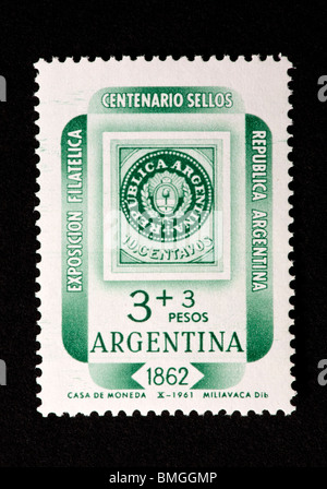 Briefmarke aus Argentinien Darstellung einen Stempel von Argentine1862, für die 1962 Internationale Briefmarkenausstellung. Stockfoto