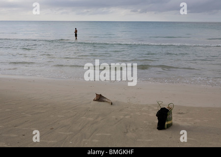 Leben in Kuba am Strand von Playas del Este. Stockfoto