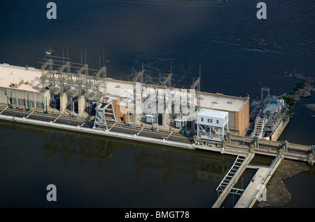 Luftaufnahme über Safe Harbor Dam hydroelektrische Station Susquehanna Fluß Lancaster York Pennsylvania Stockfoto