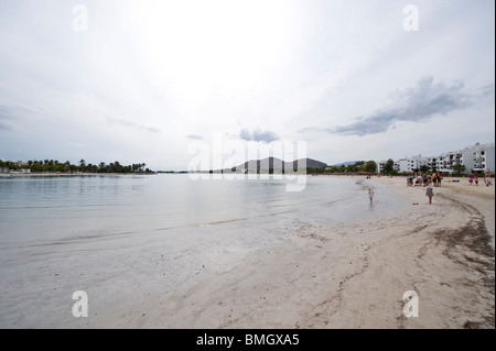 Strand von Port de Alcudia auf Mallorca in Spanien Stockfoto