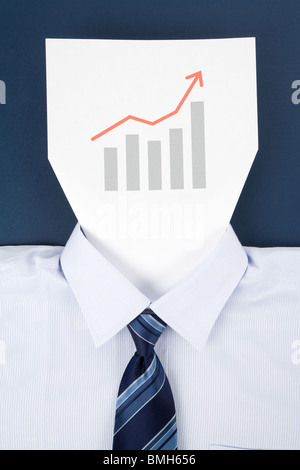 Papier-Gesicht und Diagramm, Business-Konzept Stockfoto