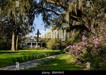 Plantage-Haus im Magnolia Plantation und Garten in Charleston County, South Carolina Stockfoto