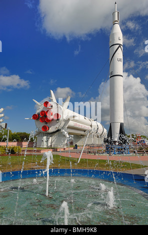 Rocket Garden in The Kennedy Space Center, Cape Canaveral, Florida, USA, hat vor kurzem saniert. Stockfoto