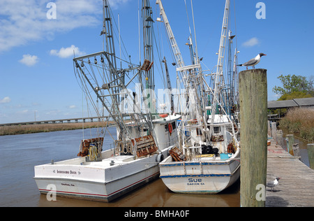 Zwei Krabbenkutter im Hafen von St. Simons Island, Georgia State, Vereinigte Staaten von Amerika Stockfoto