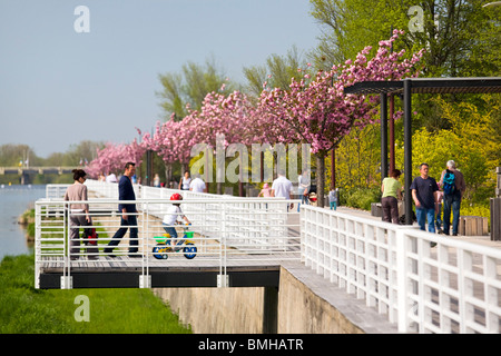 In Vichy, die angelegten Promenade für Fußgänger und Jogger (Allier - Frankreich). Esplanade Aménagée À Vichy (Allier - Frankreich). Stockfoto