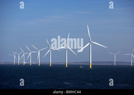 Offshore-Windpark Burbo Bank vor der Küste von Wirral in der irischen See Merseyside uk Stockfoto