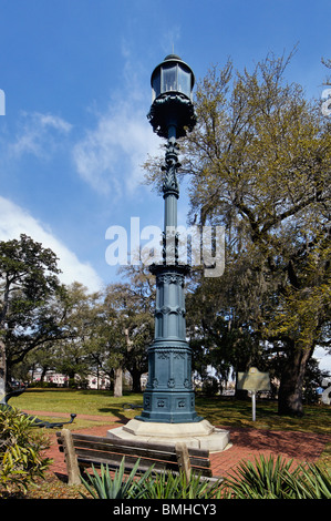 Alten Hafen Licht im Emmet Park in Savannah, Georgia Stockfoto