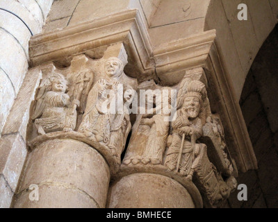 Anunciación Hauptstadt im Kloster San Juan de Ortega. Burgos. Spanien. JAKOBSWEG. Stockfoto