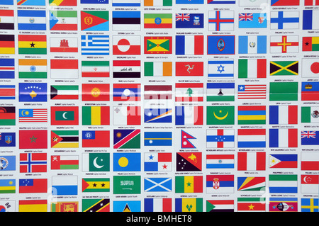 Eine Vielzahl von Flaggen der Welt. Stockfoto
