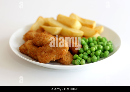 Frittierte Garnelen paniert mit Pommes und keine Leute Stockfoto