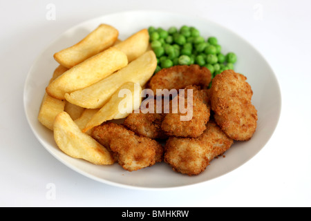 Frittierte Garnelen paniert mit Pommes und keine Leute Stockfoto
