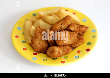 Frittierte Garnelen paniert mit Pommes und keine Leute Stockfoto