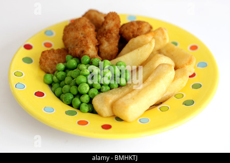 Frittierte Garnelen paniert mit Pommes und keine Leute Stockfoto