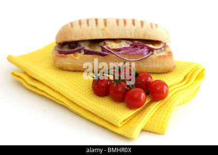 Käse und Zwiebel Panini Roll Stockfoto