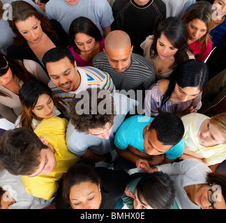 Erhöhte Ansicht der Gruppe von Menschen Stockfoto