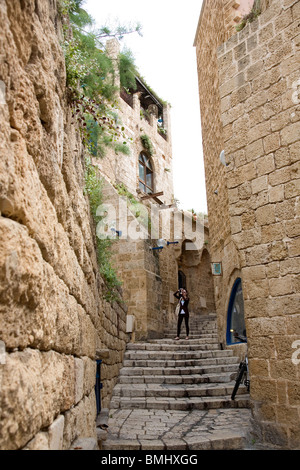 Fahrspuren in Jaffa künstlerischen Altstadt - Tel Aviv Stockfoto