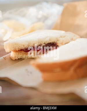 Erdnussbutter und Marmelade-sandwich Stockfoto