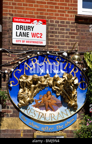 Drury Lane Zeichen im Theatreland, London Stockfoto