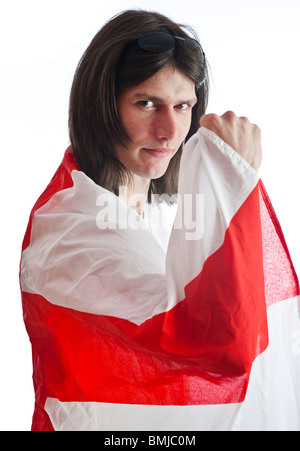 Ein junger Mann mit einem England Flagge Stockfoto