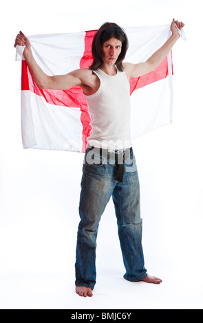 Ein junger Mann mit einem England Flagge Stockfoto